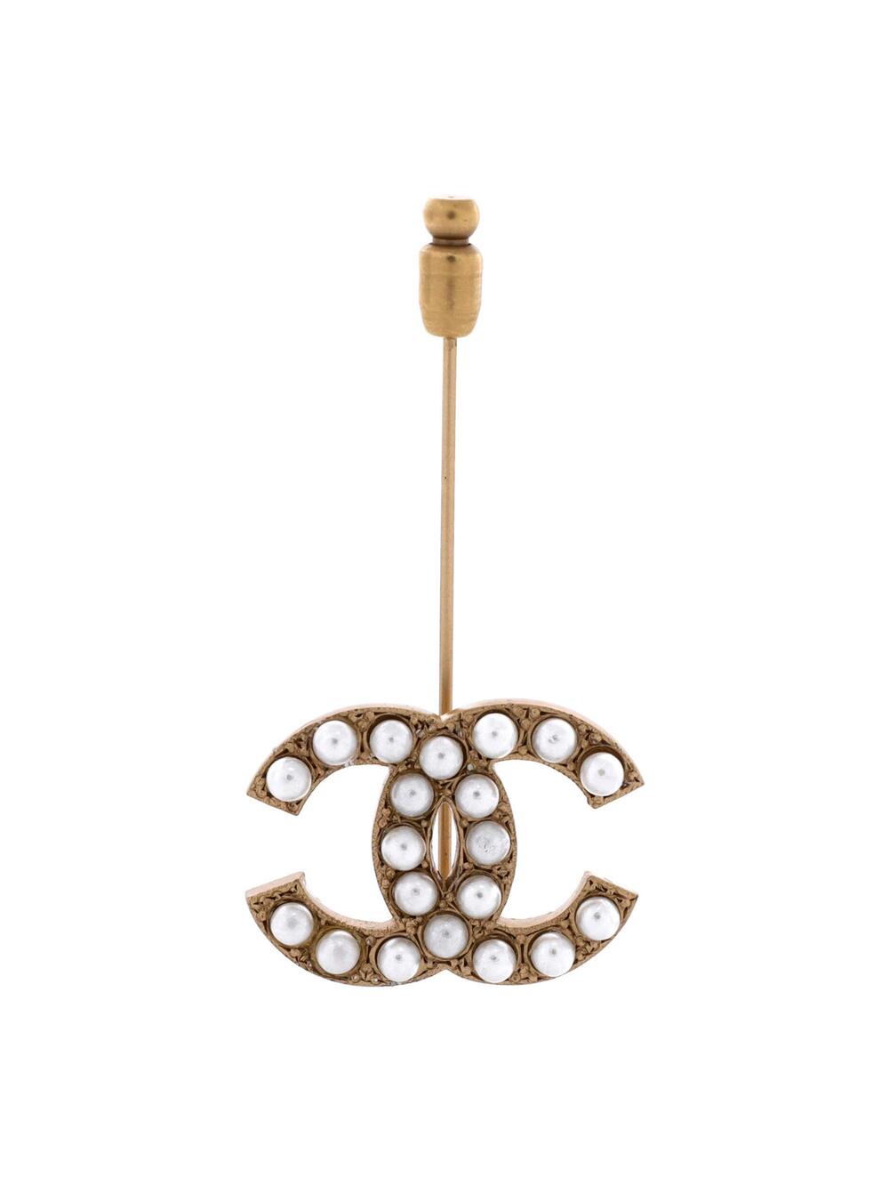 Chanel Cc Brooch Metal With Faux Pearls #371291C91B